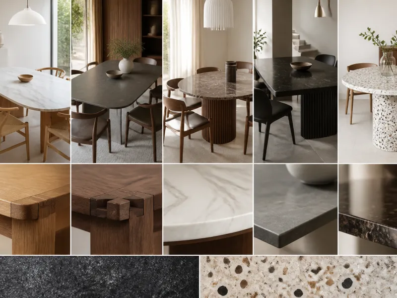 Keramik- und Steintische im Vergleich: Keramik, Sinterstein, Marmor, Granit und Terrazzo