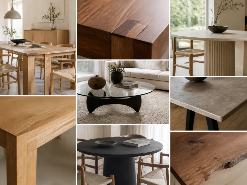 Tischmaterialien erklärt: Holz, Stein, Glas, Keramik und mehr
